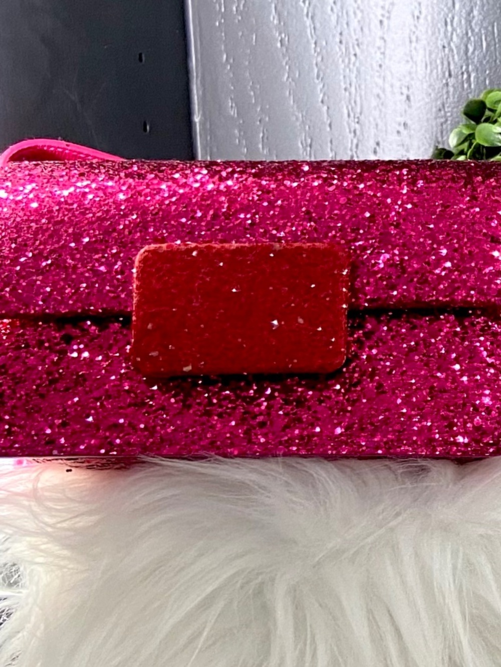 Saint Laurent Lulu Glitter Bunny Bag Authentic YSL Pink Red YSL Crossbody Bag